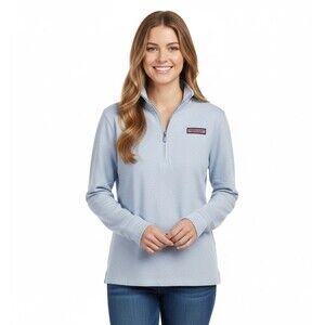 Vineyard Vines Pullover Womens 1/4 Zip Small Light Blue Shep Shirt Athleisure